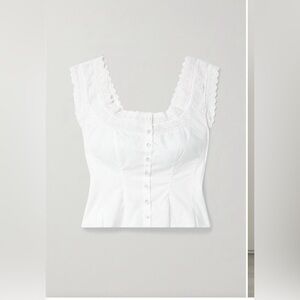 Doen Alana Cropped Broderie Anglaise Organic Cotton-poplin Tank - White